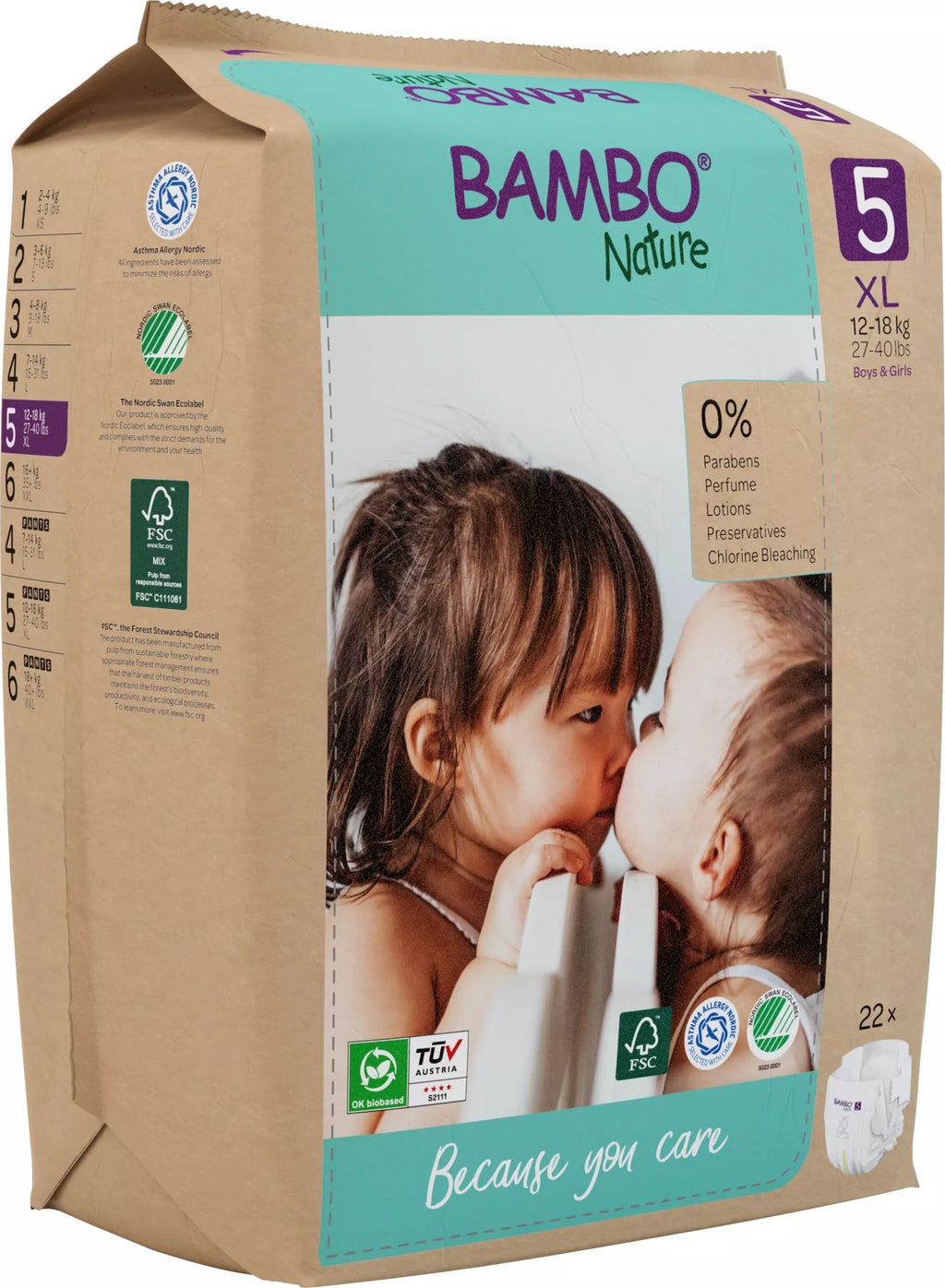 Bambo Nature Rash Free ECO Diapers Size-5 (L) 22pc【6 packs】