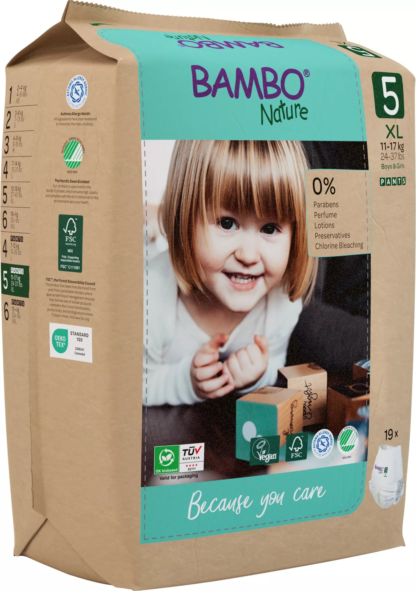 Bambo Nature 無敏環保嬰兒學習褲 Size-5 (XL 11-17kg) 19pc