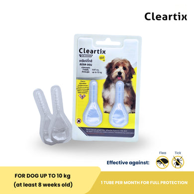 CLEARTIX - Spot-On for Dogs, 2 tubes per pack (For DOG UP to 10KG) (At least 8 weeks old)