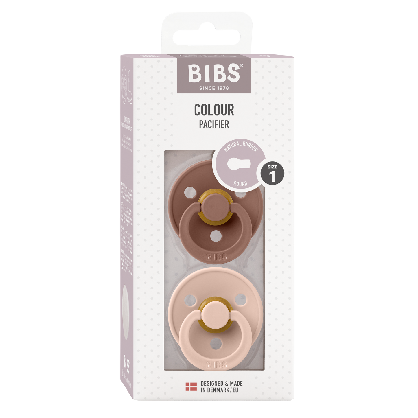 Bibs - COLOUR Pacifier Woodchuck/Blush 2pk LATEX