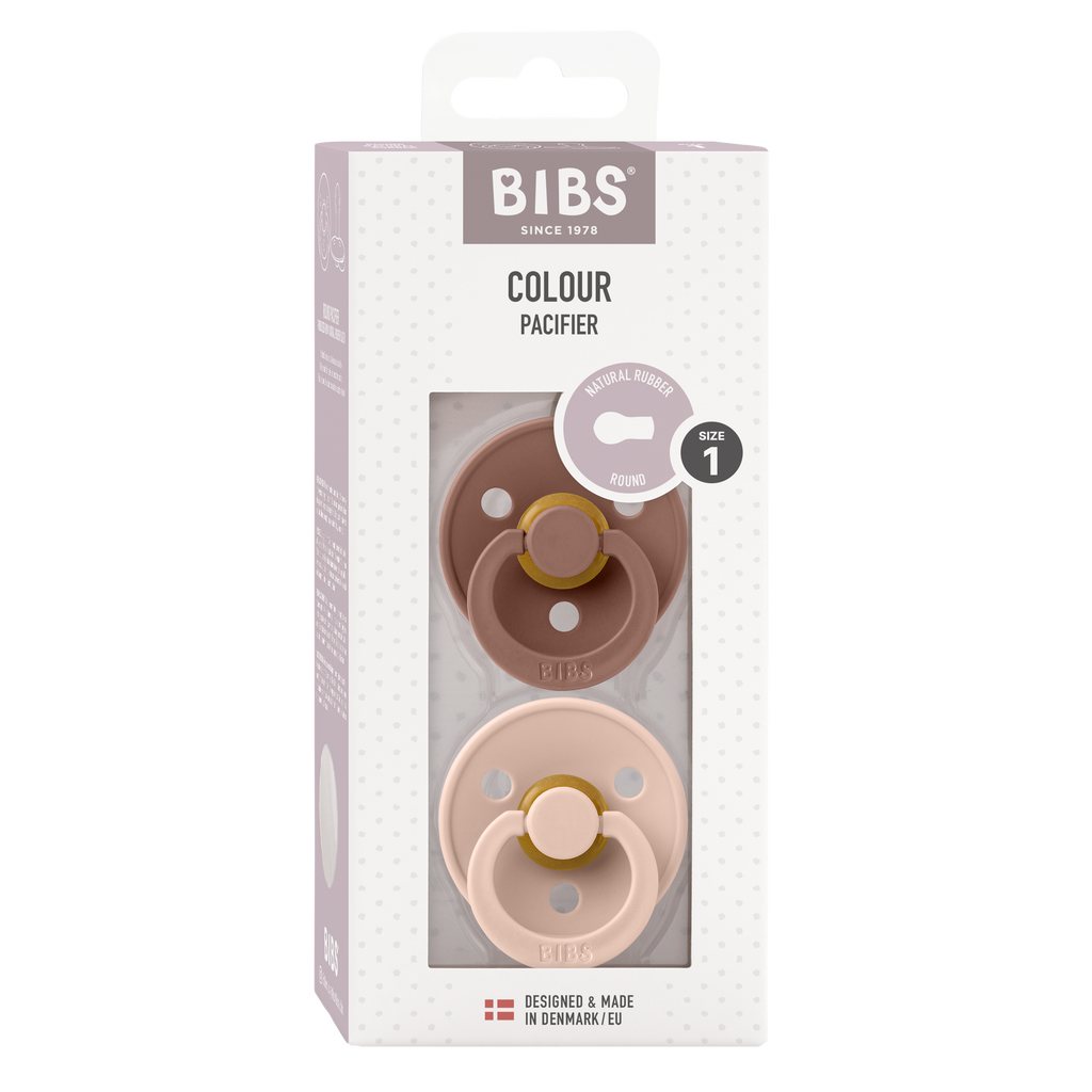Bibs - COLOUR Pacifier Woodchuck/Blush 2pk LATEX