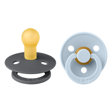 Bibs - COLOUR Pacifier Iron/Baby Blue 2pk LATEX