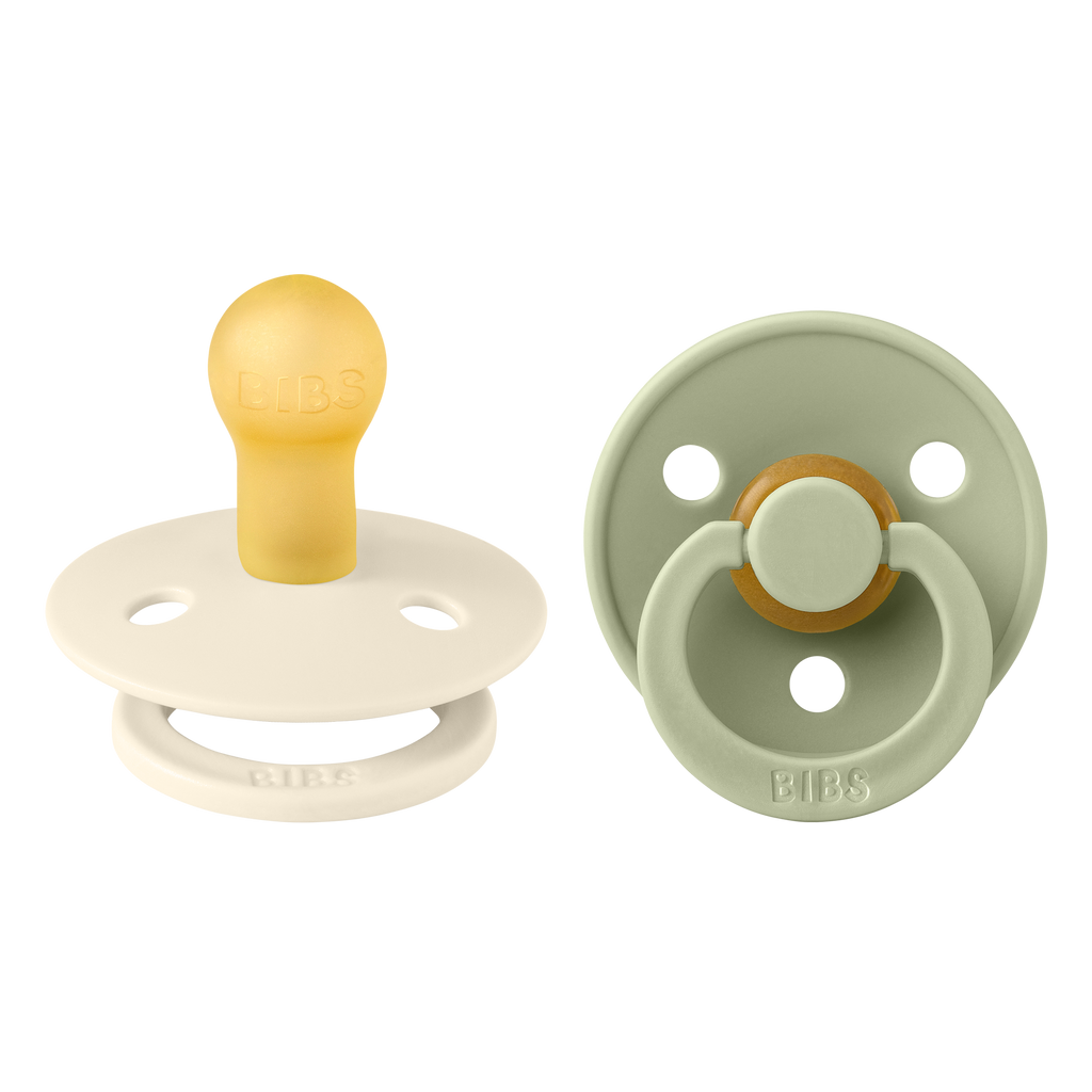 Bibs - COLOUR Pacifier Ivory/Sage 2pk LATEX