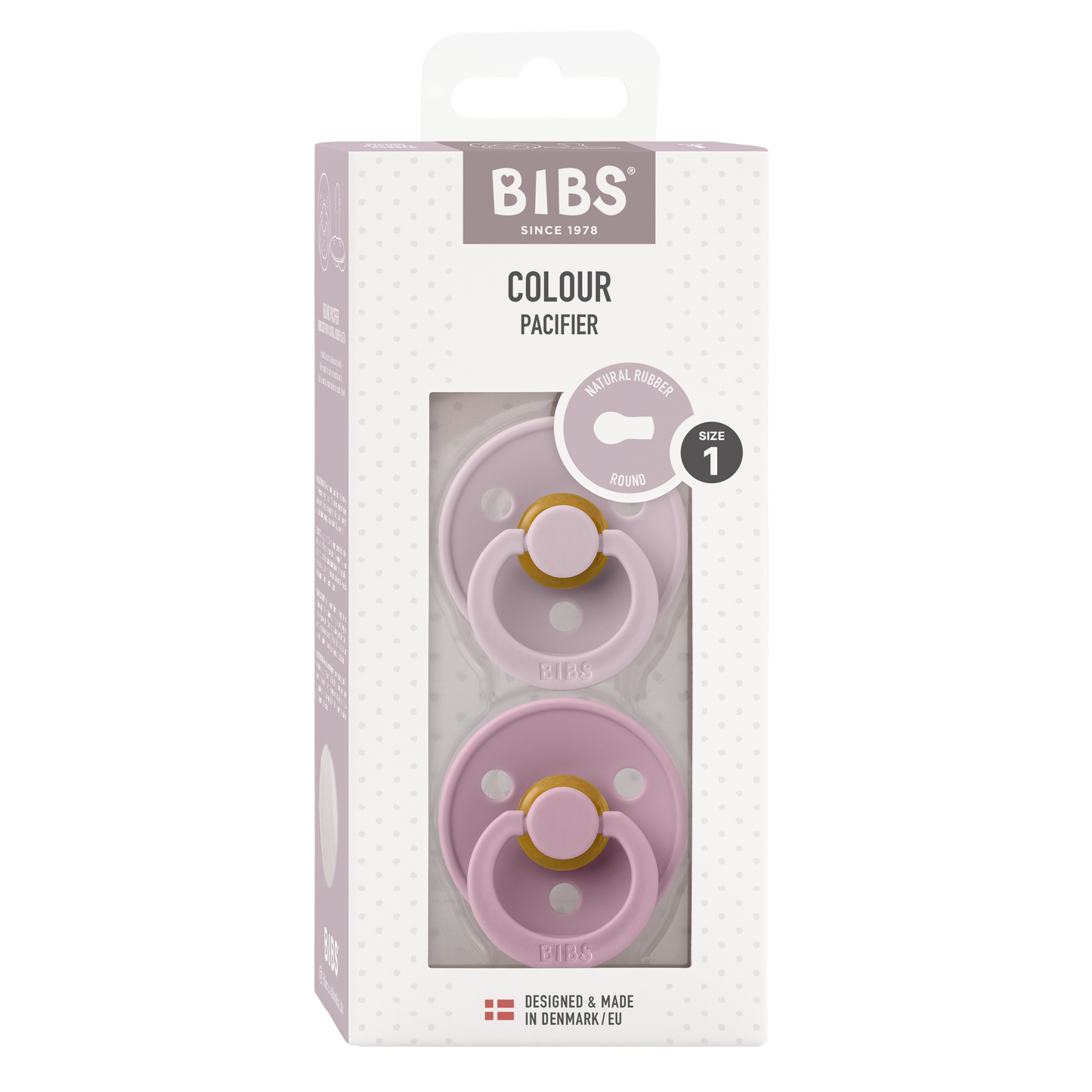 Bibs - COLOUR Pacifier Dusky Lilac/Heather 2pk LATEX
