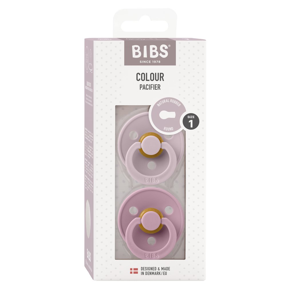Bibs - COLOUR Pacifier Dusky Lilac/Heather 2pk LATEX