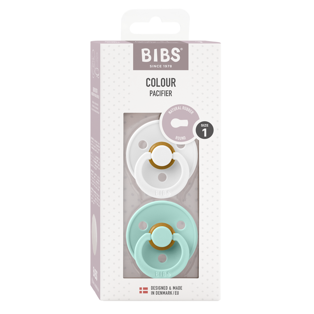 Bibs - COLOUR Pacifier White/Mint 2pk LATEX