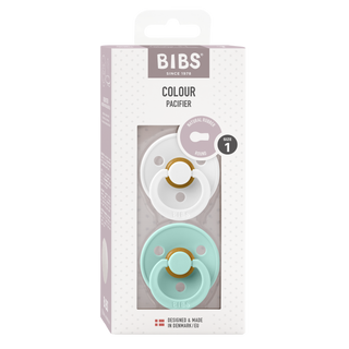 Bibs - COLOUR Pacifier White/Mint 2pk LATEX
