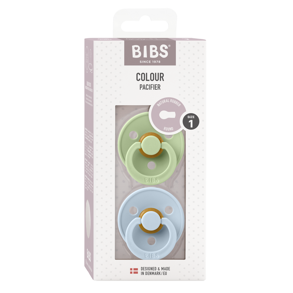 Bibs - COLOUR Pacifier Baby Blue/Pistachio 2pk LATEX
