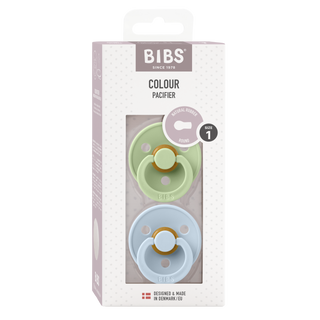Bibs - COLOUR Pacifier Baby Blue/Pistachio 2pk LATEX