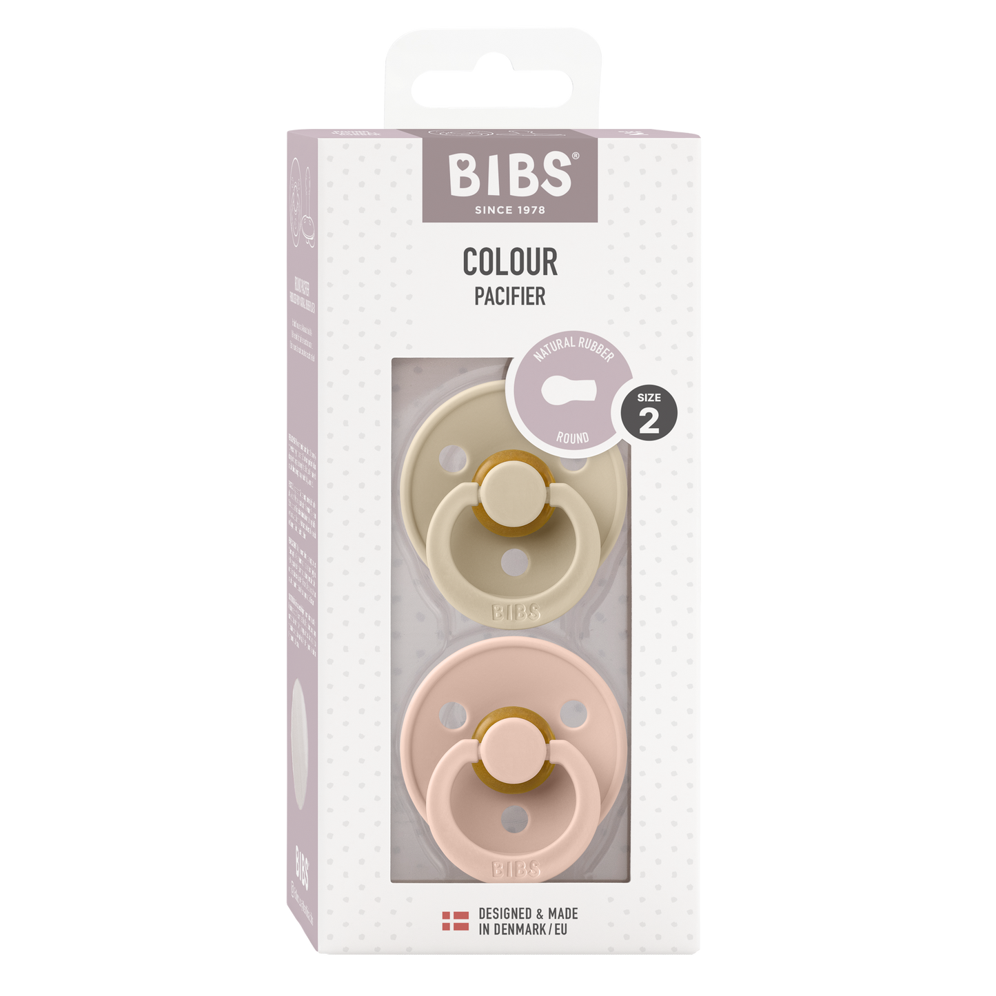 Bibs - COLOUR Pacifier Vanilla/Blush 2pk LATEX