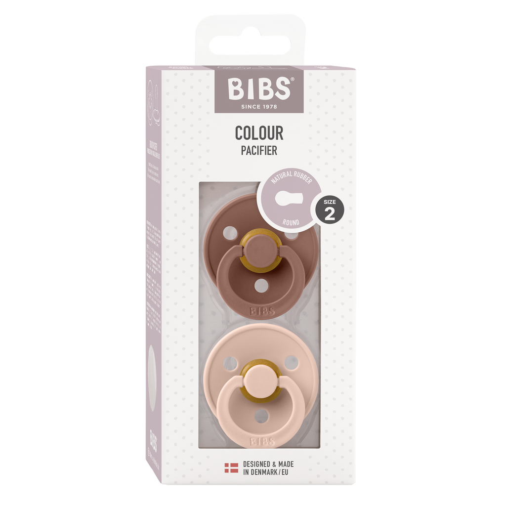 Bibs - COLOUR Pacifier Woodchuck/Blush 2pk LATEX