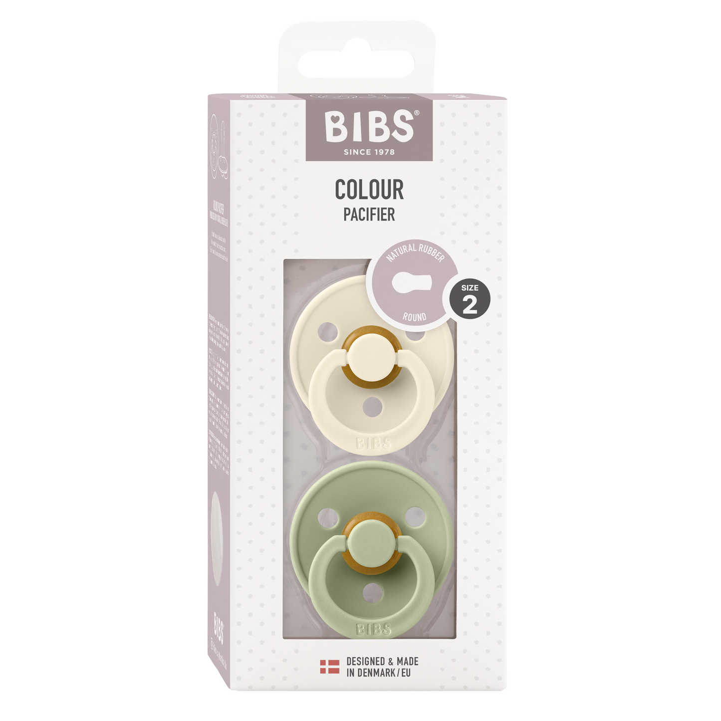 Bibs - COLOUR Pacifier Ivory/Sage 2pk LATEX