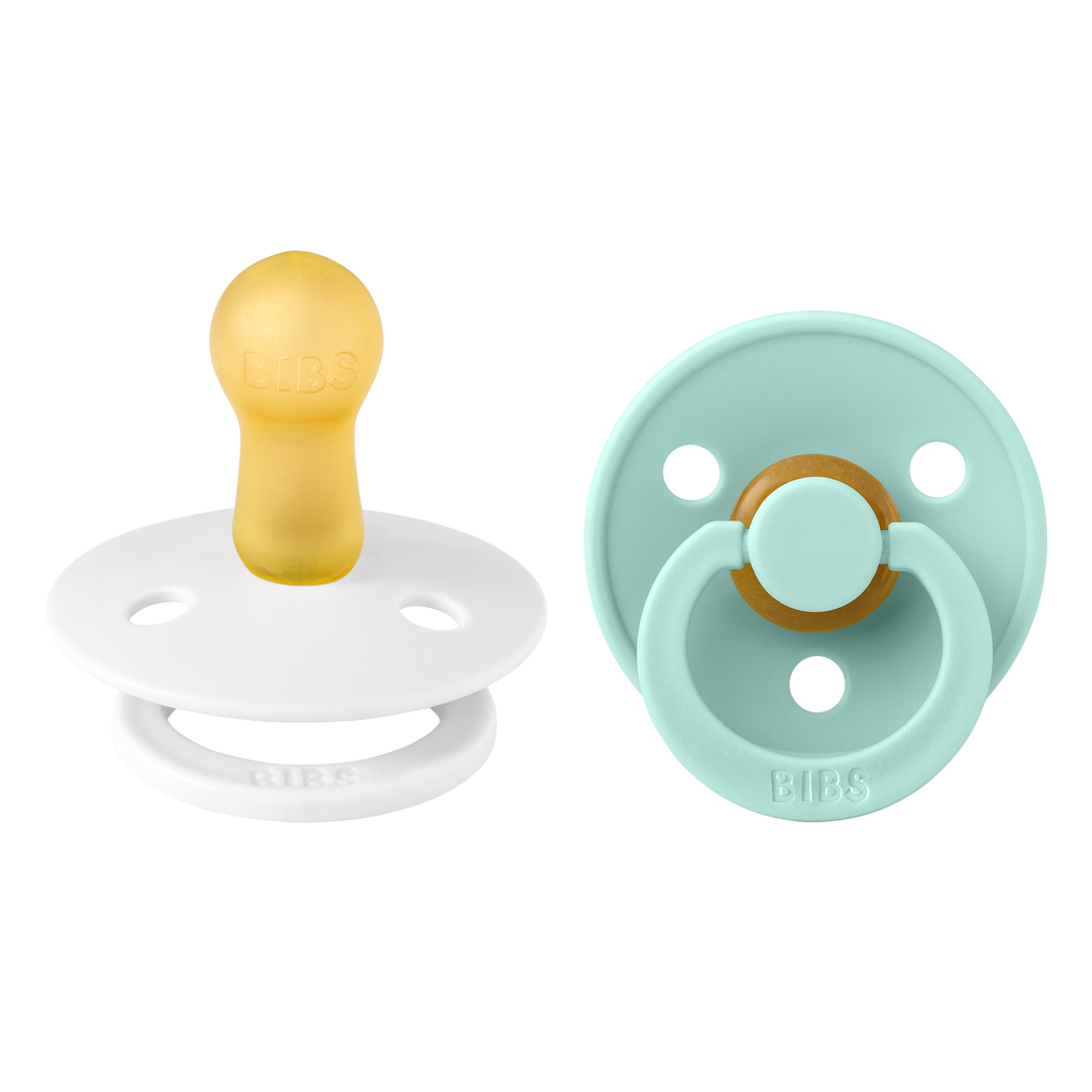 Bibs - COLOUR Pacifier White/Mint 2pk LATEX