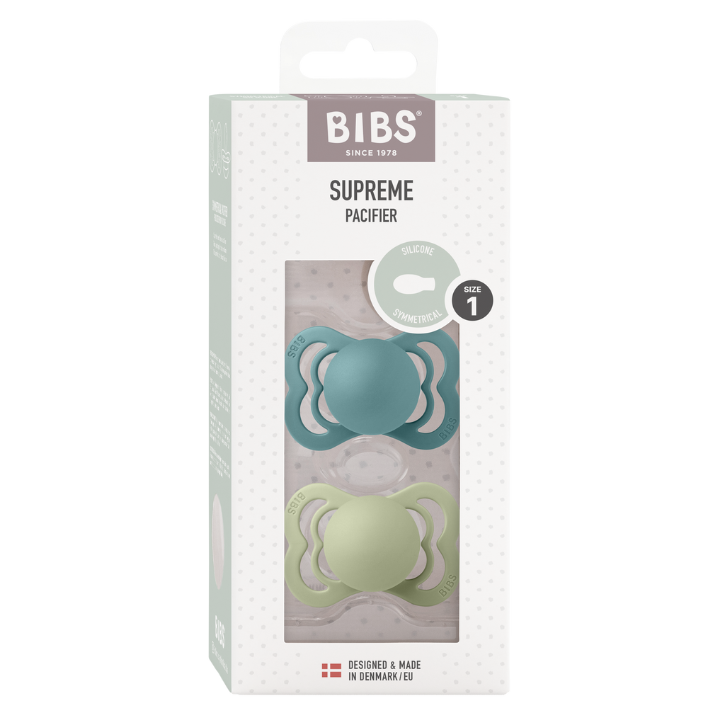 Bibs - SUPREME Pacifier Island Sea/Sage 2pk Silicone