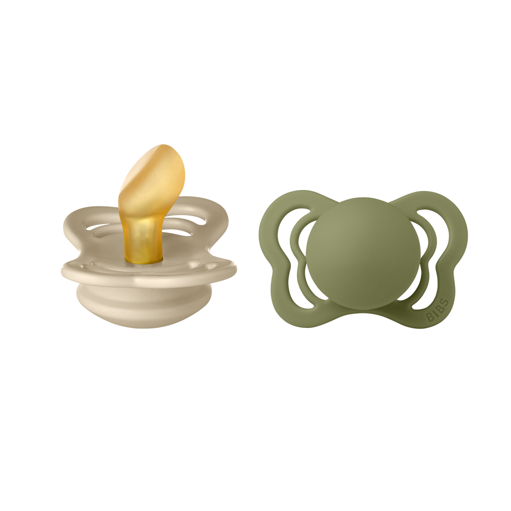 Bibs - COUTURE Pacifier Vanilla/Olive 2pk LATEX