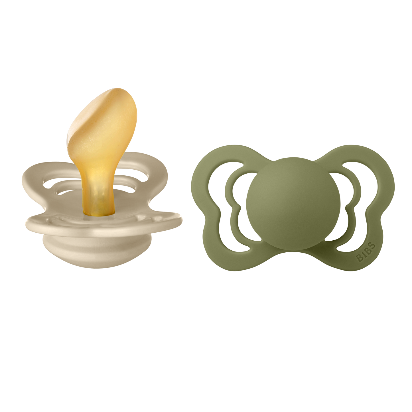 Bibs - COUTURE Pacifier Vanilla/Olive 2pk LATEX