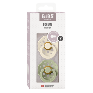 Bibs - BOHEME Pacifier Ivory/Sage 2pk LATEX