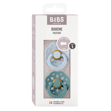 Bibs - BOHEME Pacifier Baby Blue/Island Sea 2pk LATEX