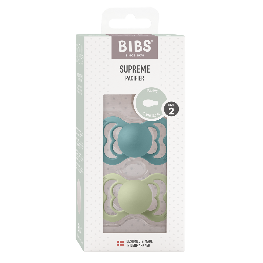 Bibs - SUPREME Pacifier Island Sea/Sage 2pk Silicone
