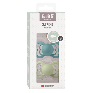 Bibs - SUPREME Pacifier Island Sea/Sage 2pk Silicone