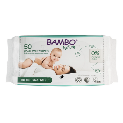 BAMBO Nature 無敏柔濕巾 100%可生物降解 50片裝