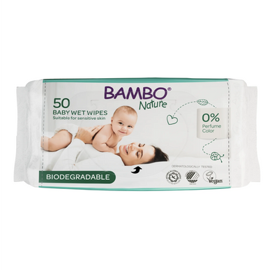 Bambo Nature Biodegradable Wet Wipes 50 counts