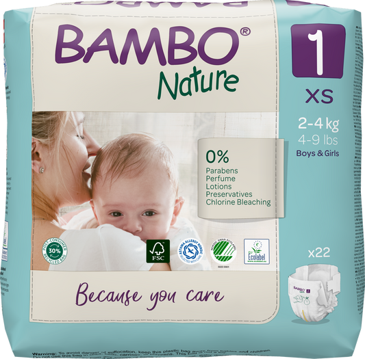 BAMBO Nature 無敏環保嬰兒紙尿片 (1號XS 2-4kg) 22pcs
