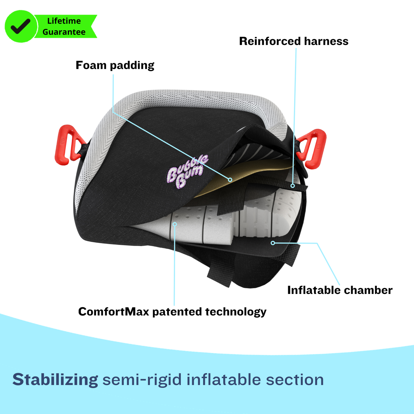 BubbleBum-兒童安全座椅增高墊 - 黑色