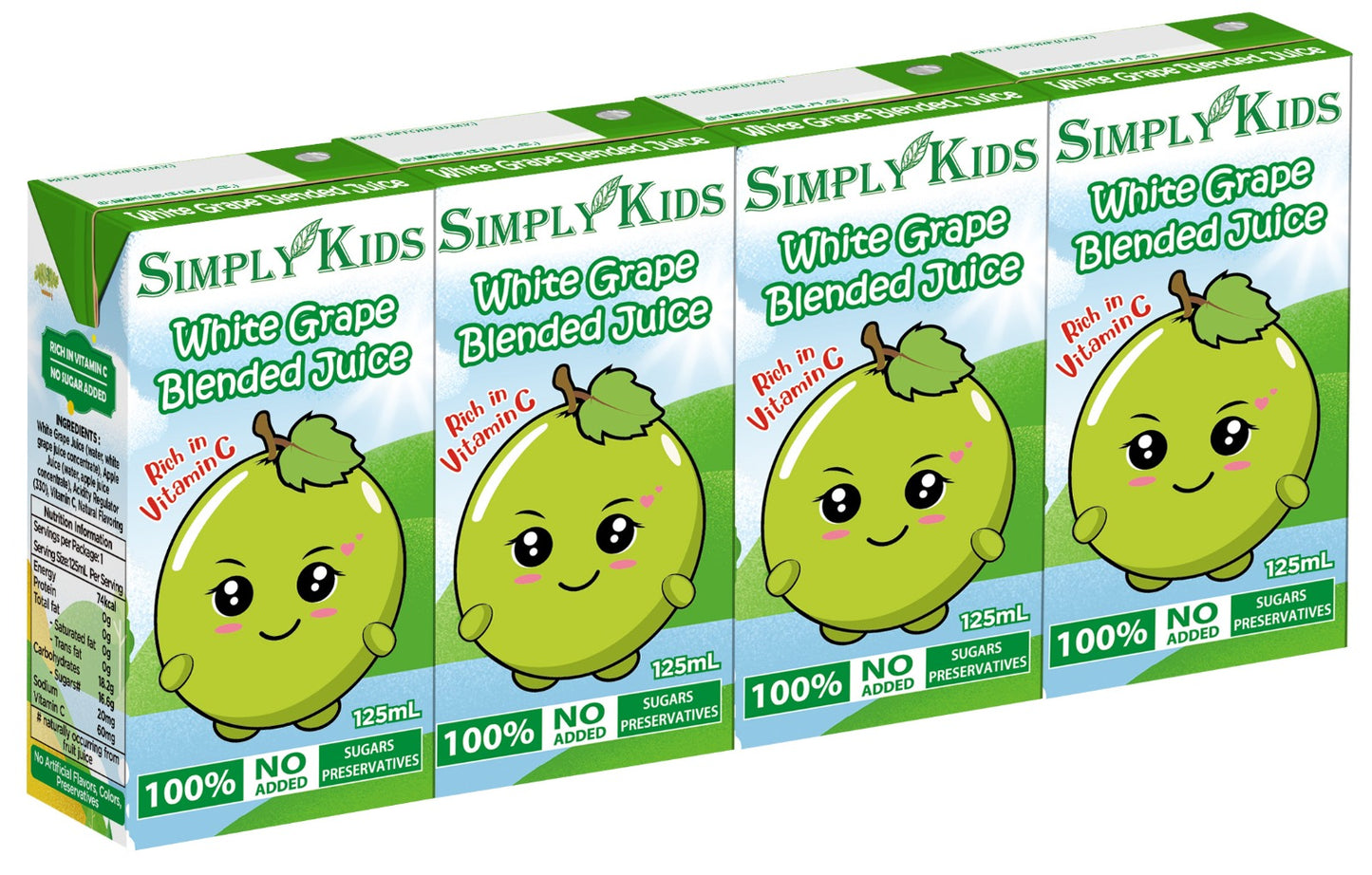 SIMPLY KIDS - 白提子混合汁飲品 (4 x 125ml)