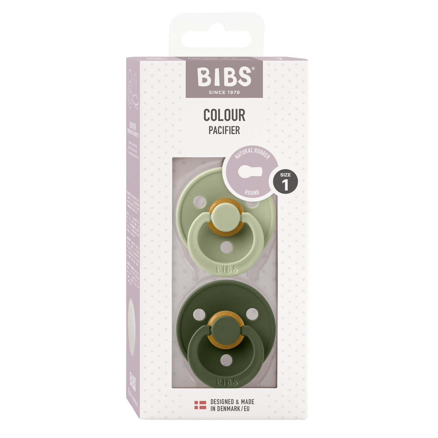 Bibs - COLOUR Pacifier Sage/Hunter Green 2pk LATEX