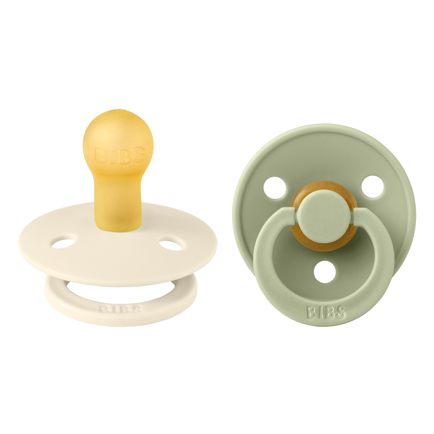 Bibs - COLOUR Pacifier Ivory/Sage 2pk LATEX