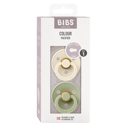 Bibs - COLOUR Pacifier Ivory/Sage 2pk LATEX