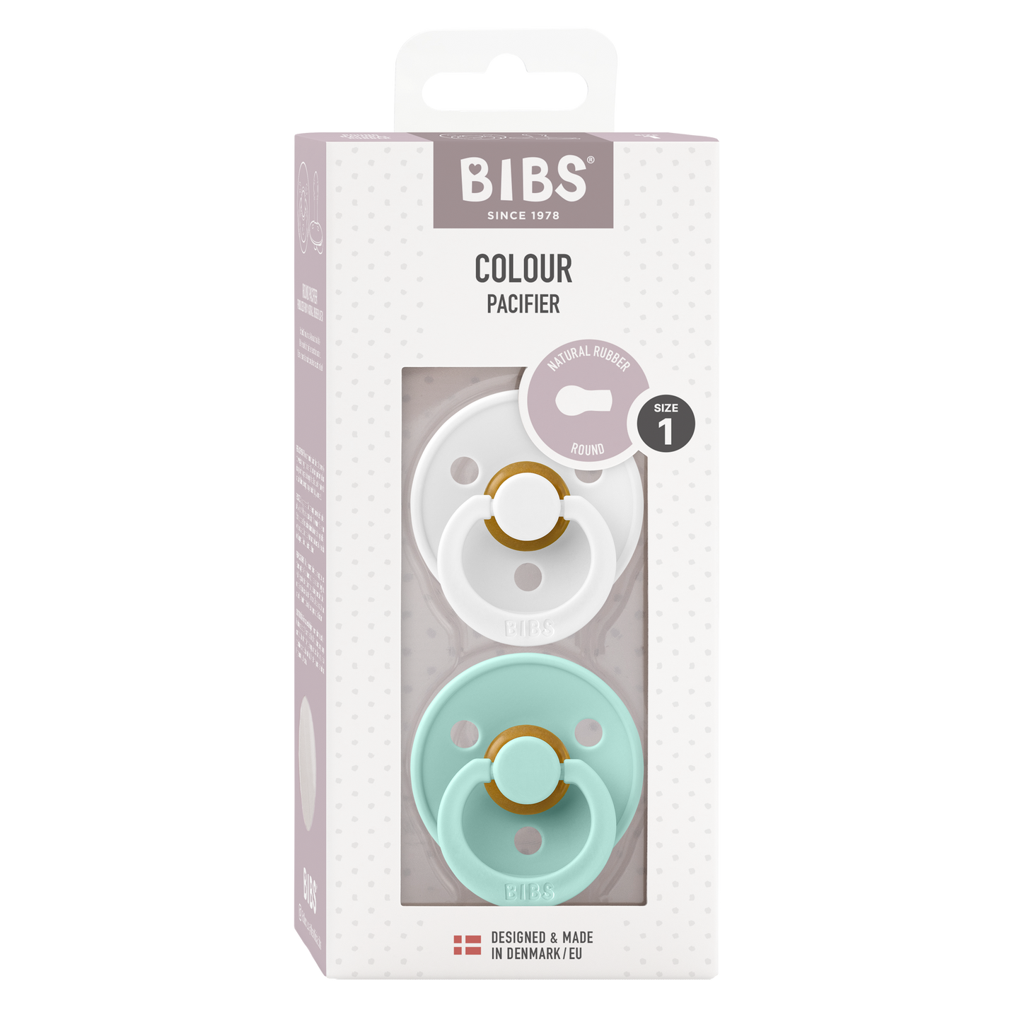 Bibs - COLOUR Pacifier White/Mint 2pk LATEX