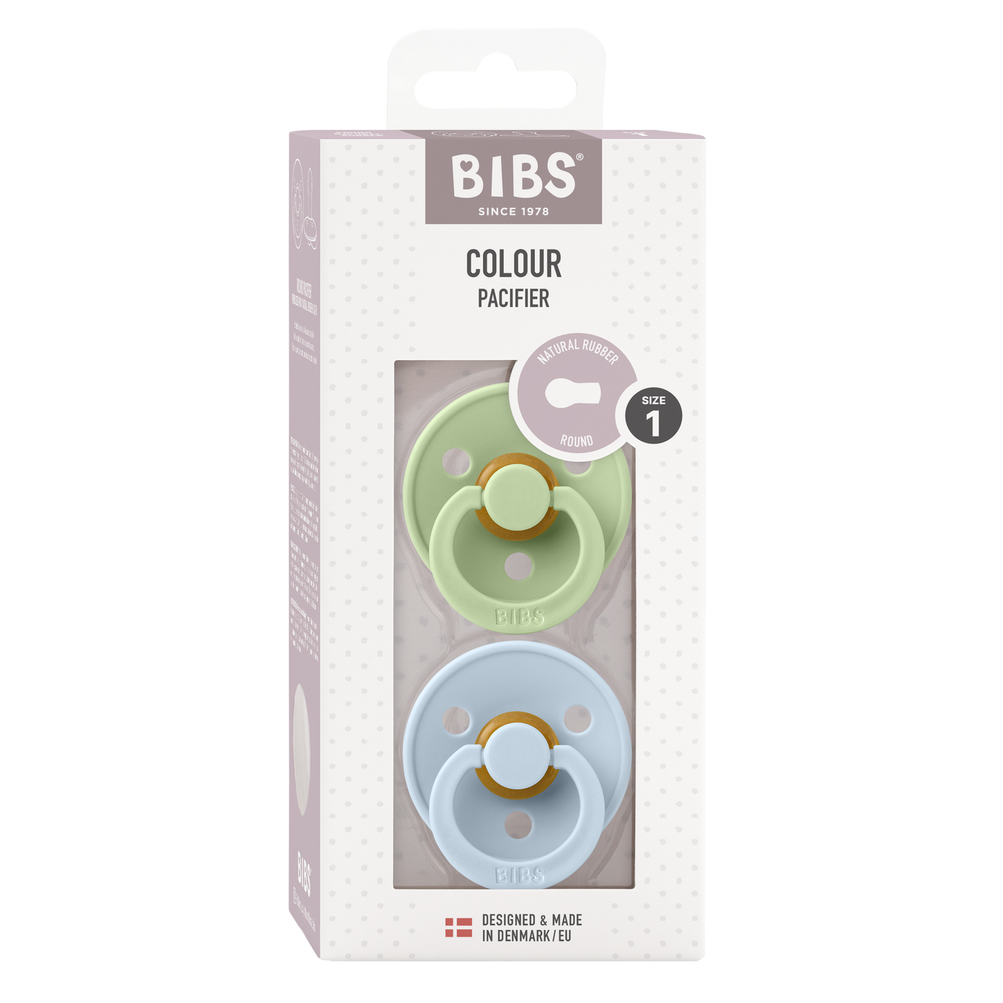 Bibs - COLOUR Pacifier Baby Blue/Pistachio 2pk LATEX