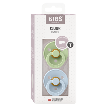 Bibs - COLOUR Pacifier Baby Blue/Pistachio 2pk LATEX