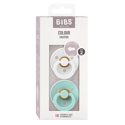 Bibs - COLOUR Pacifier White/Mint 2pk LATEX