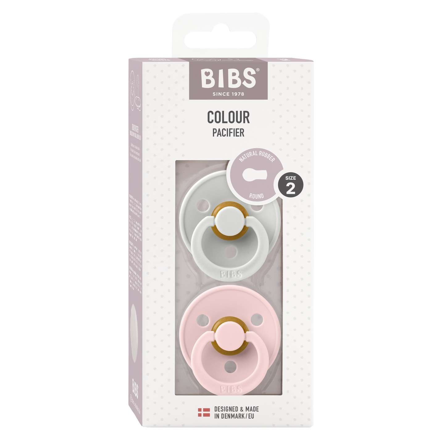 Bibs - COLOUR Pacifier Haze/Blossom 2pk LATEX