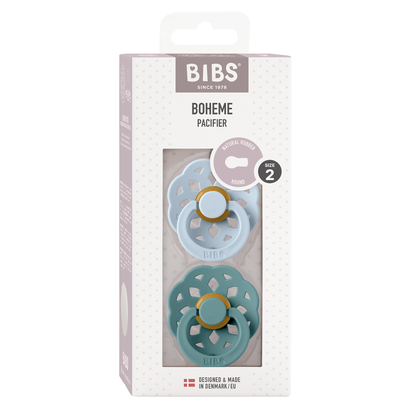 Bibs - BOHEME Pacifier Baby Blue/Island Sea 2pk LATEX