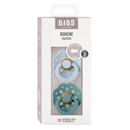 Bibs - BOHEME Pacifier Baby Blue/Island Sea 2pk LATEX