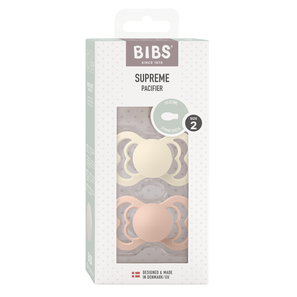 Bibs - SUPREME Pacifier Ivory/Blush 2pk 6-18 months Silicone