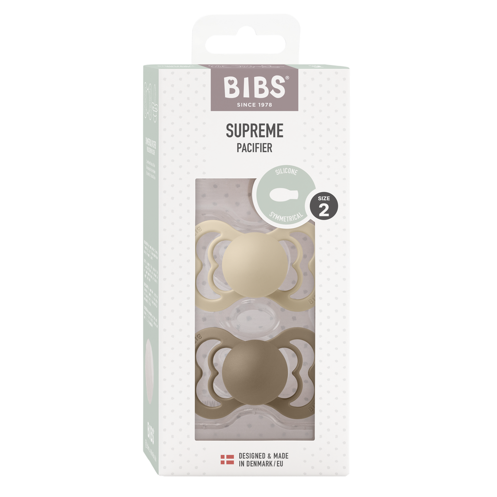 Bibs - SUPREME Pacifier Vanilla/Dark Oak 2pk Silicone