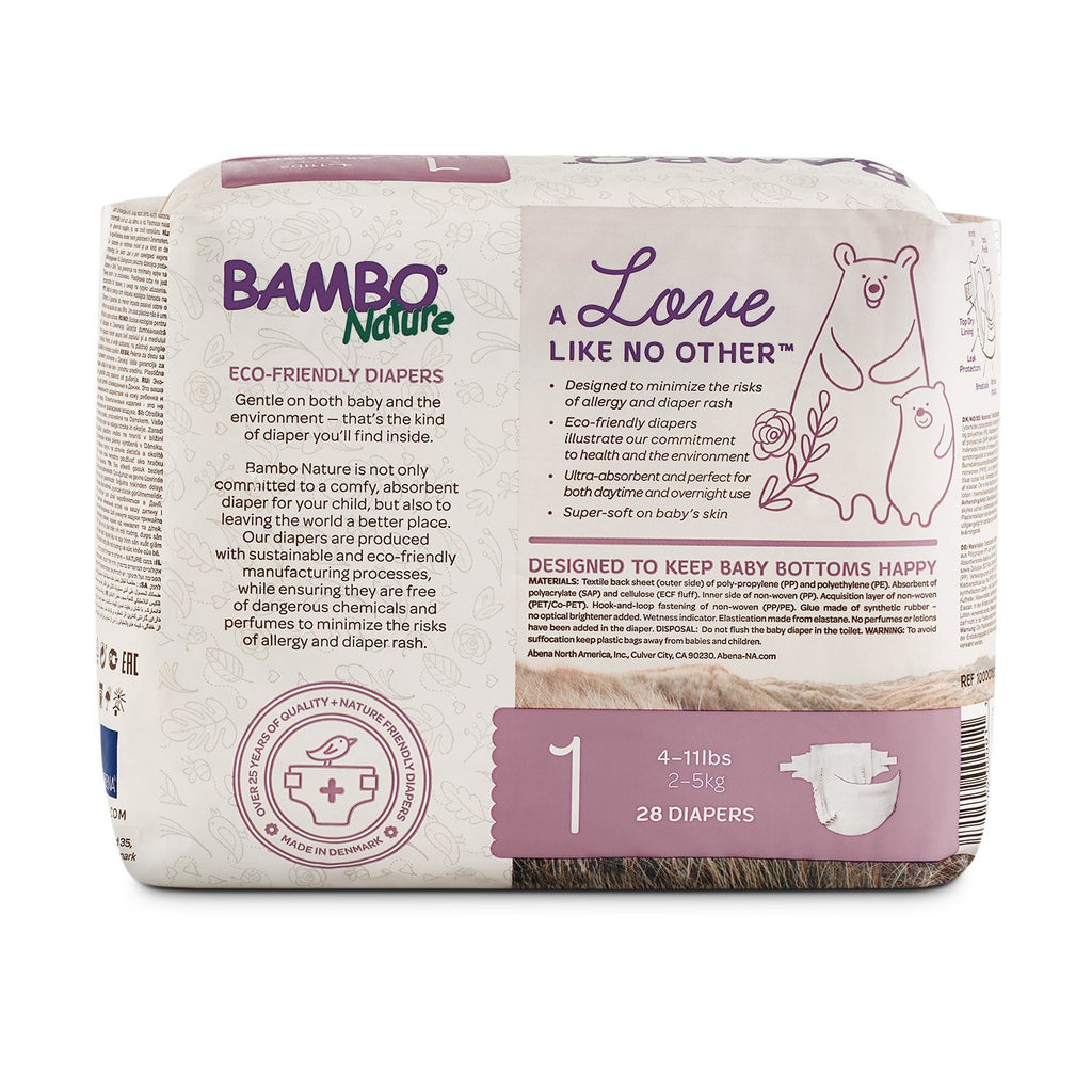 Bambo Nature Rash Free ECO Diapers / 無敏環保紙尿片 Size-1 (NB/初生) 28pc Changing Bambo Nature 